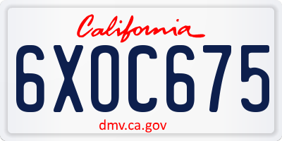 CA license plate 6XOC675