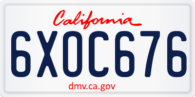 CA license plate 6XOC676