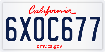 CA license plate 6XOC677