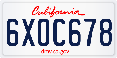 CA license plate 6XOC678