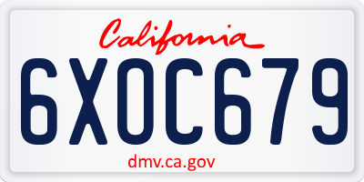 CA license plate 6XOC679