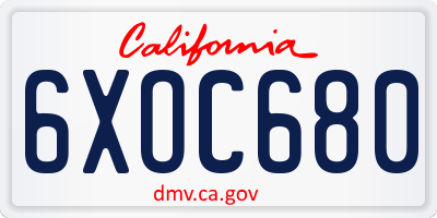 CA license plate 6XOC680