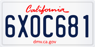 CA license plate 6XOC681