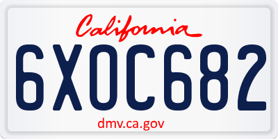 CA license plate 6XOC682
