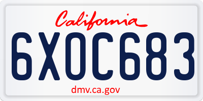 CA license plate 6XOC683