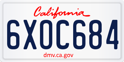 CA license plate 6XOC684