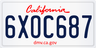 CA license plate 6XOC687