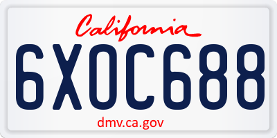 CA license plate 6XOC688