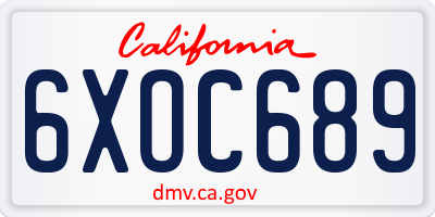 CA license plate 6XOC689