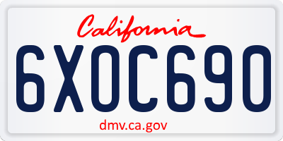 CA license plate 6XOC690