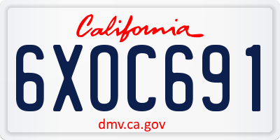 CA license plate 6XOC691