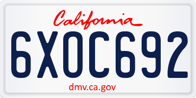 CA license plate 6XOC692