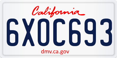 CA license plate 6XOC693