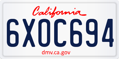 CA license plate 6XOC694