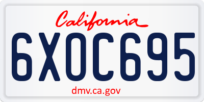 CA license plate 6XOC695