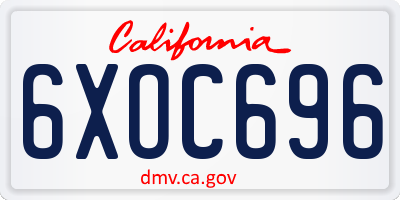 CA license plate 6XOC696