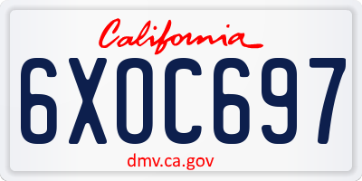 CA license plate 6XOC697