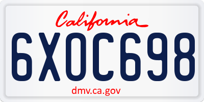 CA license plate 6XOC698