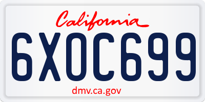 CA license plate 6XOC699