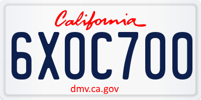 CA license plate 6XOC700