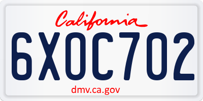 CA license plate 6XOC702