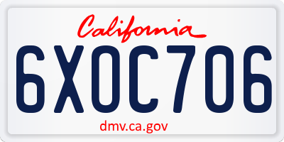 CA license plate 6XOC706