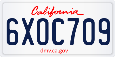 CA license plate 6XOC709