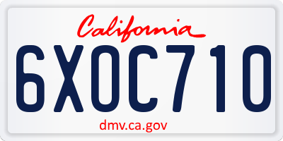 CA license plate 6XOC710