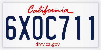 CA license plate 6XOC711