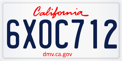 CA license plate 6XOC712