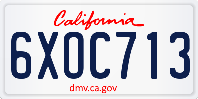 CA license plate 6XOC713