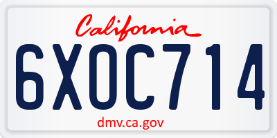 CA license plate 6XOC714
