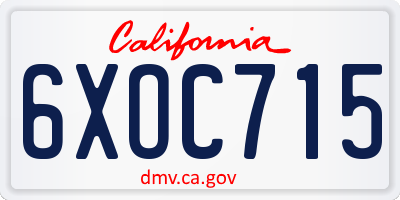 CA license plate 6XOC715