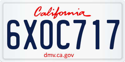 CA license plate 6XOC717