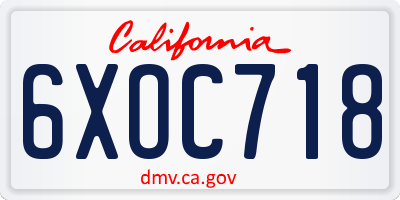 CA license plate 6XOC718