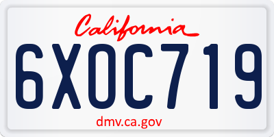 CA license plate 6XOC719