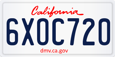CA license plate 6XOC720