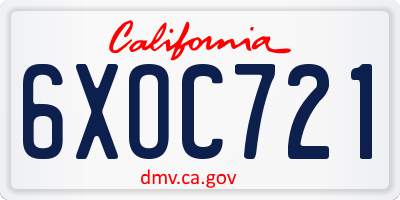 CA license plate 6XOC721