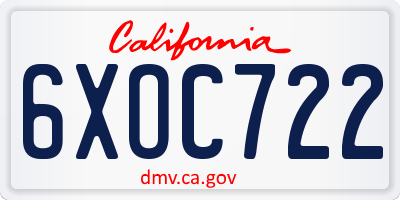 CA license plate 6XOC722