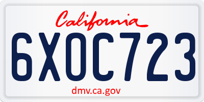 CA license plate 6XOC723