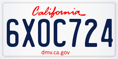 CA license plate 6XOC724