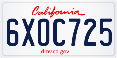 CA license plate 6XOC725
