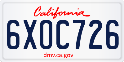 CA license plate 6XOC726