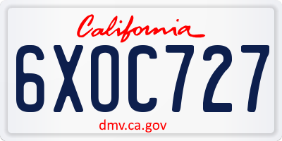 CA license plate 6XOC727