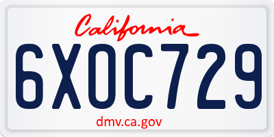 CA license plate 6XOC729