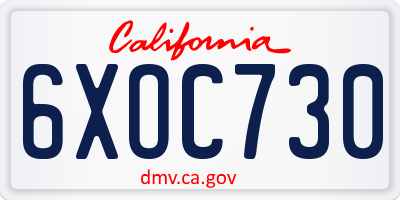 CA license plate 6XOC730