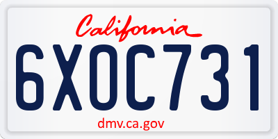 CA license plate 6XOC731