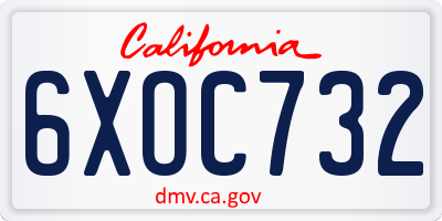 CA license plate 6XOC732