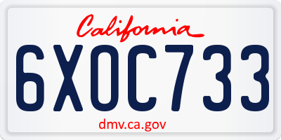 CA license plate 6XOC733