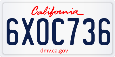 CA license plate 6XOC736